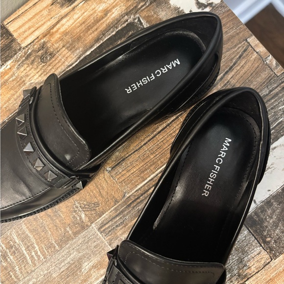 Marc Fisher Black Studded Leather Loafers | Size 7 - Picture 5 of 7